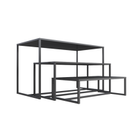 Chaîne marque vêtements chaussures magasin montages métal poudre manteau noir 3 couches détail produit affichage tables pour magasins