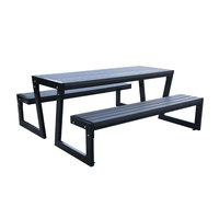 6ft 8ft table de pique-nique en bois composite de luxe avec banc ensemble de jardin patio commercial longue table à manger et chaise