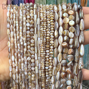 Tube de goutte de riz en gros forme ronde <span class=keywords><strong>perles</strong></span> de coquille brune naturelle <span class=keywords><strong>perles</strong></span> de coquille naturelle multi-taille/forme en vrac pour la fabrication de bijoux - Product Image 2