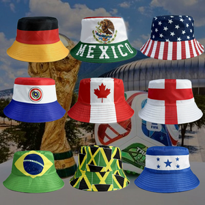 Chapeau Bob Décontracté Personnalisé à Motif Drapeau National pour l'Été, Protection UV, Idéal pour les Fans de Football - Product Image 1