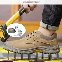 Botas de Seguridad con Forro de Kevlar, Botas de Trabajo de Cuero, Impermeables, Antiaplastamiento, Antipinchazos
