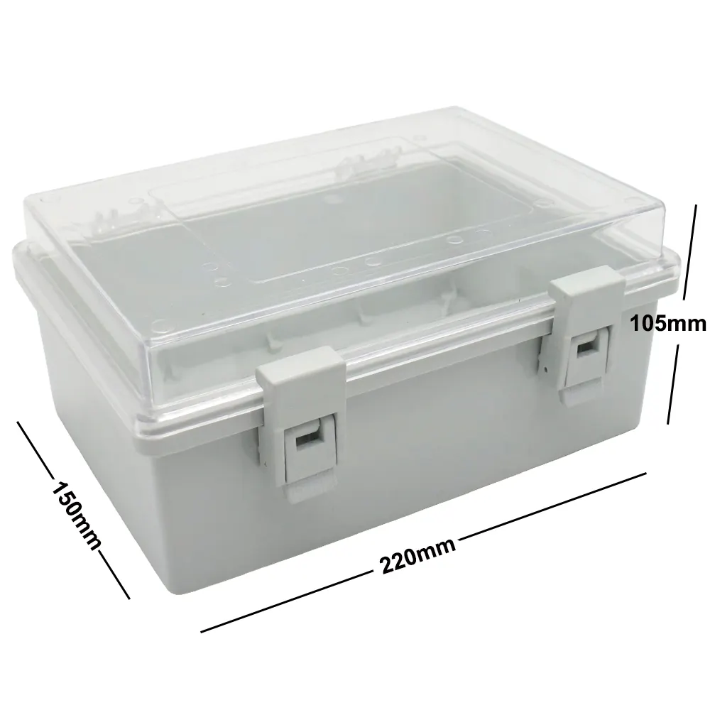 Outdoor Hinged Transparent Cover Plastic Enclosure Weatherproof Box IP65 Case 8.6 x 5.9 x 4.1"(220x150x105 mm)