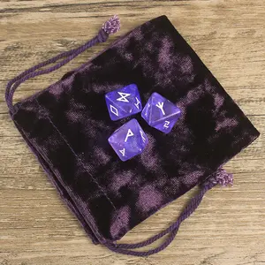 3PCS Assorted Polyhedral Dice Set Star Divination Board Game Rune Dice With Bag