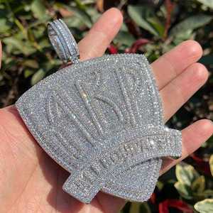 Hip Hop Style 925 Sterling <b>Silver</b> VVS Moissanite Pendant Iced Out Diamond Look Pendant for Men Women Luxury Streetwear Jewelry - Product Image 1