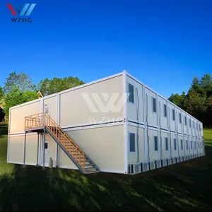 Gray flat pack container dormitory one stop service building for sale