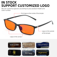 Monture carrée de lunettes de jeu personnalisées Orange rouge jaune bloqueur de lumière bleue Vision nocturne pour ordinateur bloquant la lumière bleue