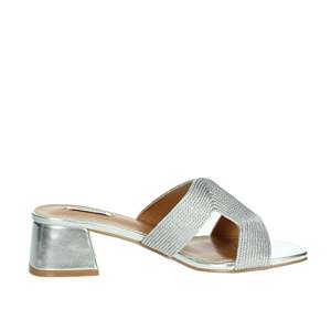 Sandalias de Tacón para Mujer Mariella Burani, Plateadas Metálicas, Tacón Cuadrado, Estilo Slip-On - Product Image 4