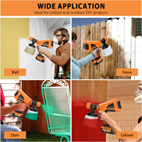 Semprotan cat elektrik, AKX-09B tanpa kabel baterai 20V 4ah 1000ml wadah pistol semprot cat elektrik untuk mengecat rumah
