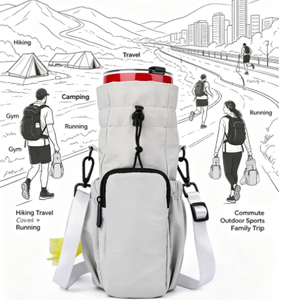 40 oz Linen Water <b>Bottle</b> Holder <b>Carrier</b> Bag with Adjustable Strap Waterproof Phone Pocket for Hiking Travel Outdoor Sports - Product Image 3