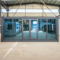 Maison conteneur pliable de 20 pieds, modulaire, écologique, économe en énergie, avec mur-rideau en verre moderne, pour bureau extérieur