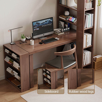 Escritorio de Madera Maciza con Gabinete de Almacenamiento y Cajones, Moderno, para Dormitorio, Estudio, Oficina en Casa