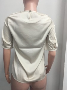 T-shirt ample en satin de soie respirant pour femme, col rond, couleur unie, manches mi-longues, tendance - Product Image 5