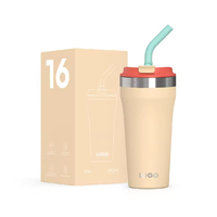 Mug isotherme anti-fuite avec couvercle rabattable, réutilisable, en acier inoxydable, cadeau pour boissons glacées, femmes et hommes