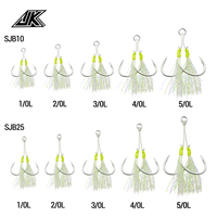Hameçon d'assistance en acier à haute teneur en carbone série JK SJB10 pour la pêche en mer en eau salée, lumineux, pour jigging lent