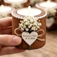 Lot de porte-bougies en bois perlé faits à la main, avec lettre personnalisée, pour cadeau d'invité de mariage, centre de table, souvenir, produit transfrontalier très vendu