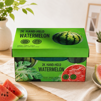 Boîte d'emballage portable personnalisée pour pastèque, boîte cadeau haut de gamme en carton ondulé pour fruits frais, boîte en carton imprimée en couleur