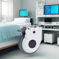 Roue pivotante médicale simple en acier et polypropylène pour lit d'hôpital, avec tige filetée M12 M16, plaque pivotante de 3/4/5 pouces, 75/100/125 mm