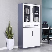 Armoire de classement en acier verrouillable à 2 tiroirs et 2 portes, étagère réglable, armoire de rangement de documents de bureau