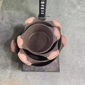 Nouveau design d'ustensiles de cuisine vente en gros d'ustensiles de cuisine antiadhésifs ensemble de 10 casseroles et poêles ensemble d'ustensiles de cuisine en aluminium recouvert de granit antiadhésif - Product Image 4