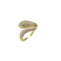 Bague Serpent Élégante Réglable en Zircon pour Femme – Bijou de Niche Premium au Design Raffiné