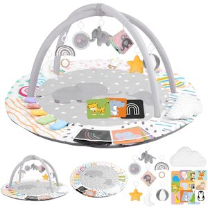 Tapis d'éveil pour bébé avec jouet nuage pour le temps sur le ventre, 7 jouets sensoriels détachables, cartes éducatives, développement de la motricité et du sens du toucher - Product Image 1