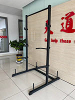 Rack de musculation robuste avec barre de traction, station de dips, crochets en J réglables, bras de sécurité et rangement pour haltères pour salle de sport à domicile