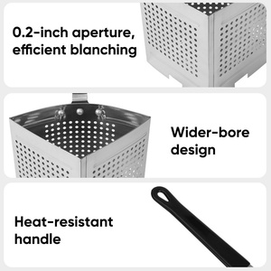 Panier à pâtes perforé en acier inoxydable de qualité alimentaire, passoire de cuisine professionnelle pour friteuse, égouttoir à nouilles en maille pour blanchiment - Product Image 4
