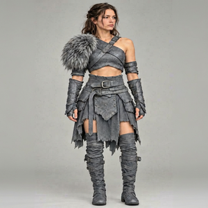 Disfraz de Guerrera de Cuero para Mujer con Hombreras de Piel y Conjunto de Armadura - Product Image 1