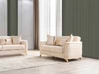 Chaise de canapé très simple de style italien ensemble de salon en cuir Luna 2 pièces ensemble de salon moderne en ivoire ensemble de canapé