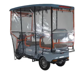 Triciclos eléctricos de 3 ruedas de energía solar Bicicleta eléctrica de tres ruedas con cesta y asiento de pasajero con cubierta de lluvia