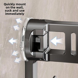 Hiện Đại Duy nhất-tier kim loại treo tường lưu trữ Organizer không-khoan hút cup <span class=keywords><strong>Rack</strong></span> cho phòng tắm nhà vệ sinh washstand vô hình thiết kế - Product Image 2