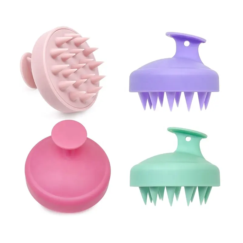 Özelleştirmek logosu şeker renk mat şampuan fırça kafa derisi eksfoliyator bakımı saç yıkama fırçası yumuşak silikon baş masaj aleti fırça