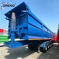 Semi-remorque benne arrière robuste en acier au carbone de 80 tonnes, pneus 12R22.5, essieu Fuwa, transport minier en Amérique du Sud