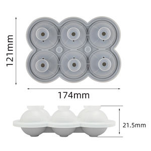 Molde de silicona para cubitos de hielo con tapa, esférico, de grado alimenticio, tipo embudo, con 6 cavidades, para hacer cubitos de hielo caseros. - Product Image 3