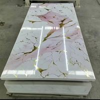 Lámina de PVC con Acabado Brillante UV, Paneles Decorativos de Pared de Lujo con Aspecto de Mármol, Hechos de Piedra y Plástico, Panel de Pared para Mampara de Ducha