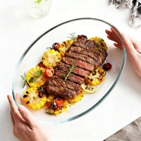 Grand plat de cuisson en verre – Résistant à la chaleur, compatible four et micro-ondes, rectangulaire, pour barbecue, poisson, usage domestique et service