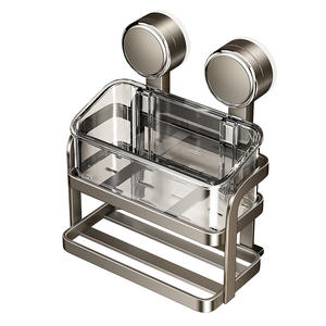 Portarrollos de Papel Higiénico de Pared Azul Gunmetal con Dispensador de Toallitas, Diseño Moderno, Sin Perforación, Forma Rectangular - Product Image 1