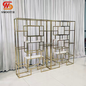 Smooth High Quality Rectangular Gold Stainless Steel Frame Party Wine Display <b>Stand</b> for Wedding - Product Image 2