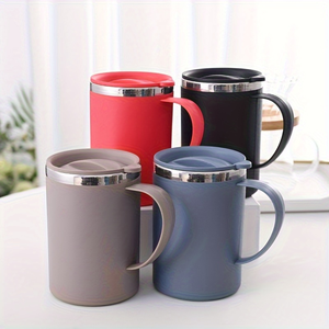 Taza de Café de Acero Inoxidable con Aislamiento al Vacío, con Asa y Tapa, Antiderrames, Térmica, para Viajes, Oficina, Regalo - Product Image 1