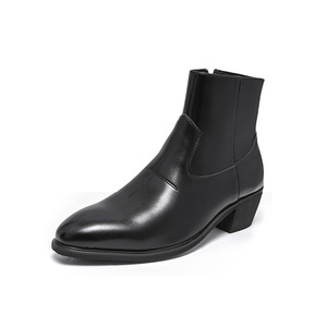 Botas de Tobillo con Aumento de Altura Invisible para Hombre, Estilo Coreano 2026 |   Botas cortas negras con cremallera y punta puntiaguda - Product Image 5