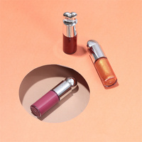 Vente en gros de gloss à lèvres repulpant personnalisé, mignon, aromatisé, hydratant, en tubes argentés sans logo