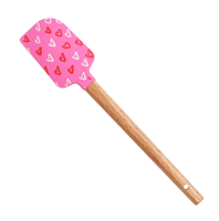 Spatule en silicone de qualité alimentaire à motif de la Saint-Valentin, grattoir à manche en bois, ustensiles de cuisine antiadhésifs, gadgets de cuisson et de mélange