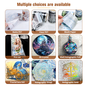 Rouleaux d'autocollants en PET à effet <span class=keywords><strong>feuille</strong></span> d'aluminium 3D personnalisés, ruban adhésif PET transparent haut de gamme pour journalisation et <span class=keywords><strong>scrapbooking</strong></span> - Product Image 6