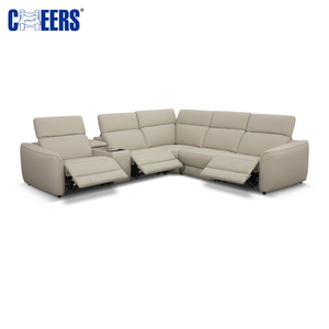 Sofá de Cuero Genuino Premium MANWAH CHEERS, Muebles Modernos para Sala de Estar en Forma de L, Sofá Seccional Reclinable <span class=keywords><strong>Motorizado</strong></span> - Product Image 3