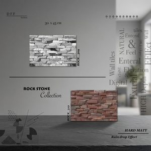 Carreaux muraux en céramique numérique gaufrés haute profondeur 300x450mm, finition satinée mate, texture pierre pour façade extérieure - Product Image 5