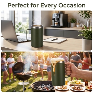 Vaso Térmico de Viaje de Doble Pared de 24 oz con Logotipo Personalizado, Tapa y Asa de Acero Inoxidable 304, Taza de Café Aislada para Hogar, Oficina y Exteriores - Product Image 6