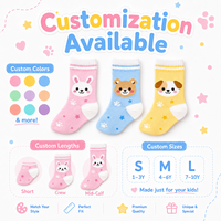 Chaussettes pour tout-petits et enfants en tricot doux et respirant, motif lapin, ours, chien, bordure rayée, écologiques, antibactériennes, séchage rapide