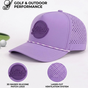 Wholesale Custom Silicone Patch Logo Laser Cut Perforated Golf Hat Waterproof <strong>Quick</strong> <strong>Dry</strong> 5 Panel Rope Baseball <strong>Cap</strong> - Product Image 1