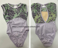 Nuevo y Moderno Leotardo de Ballet sin Mangas con Estampado Floral de Nailon para Niñas, Uniforme de Danza con Espalda Abierta