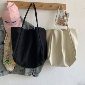 Large Capacity Simple Solid Color Grocery <b>Shopper</b> Tote <b>Canvas</b> <b>Bag</b> - Product Image 3
